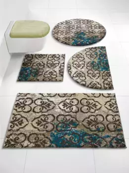 Базовый коврик для ванной Grund Прямоугольный коврик для туалета без выреза (45х50 см), Крышка крышки унитаза (47х50 см), серо-зеленый