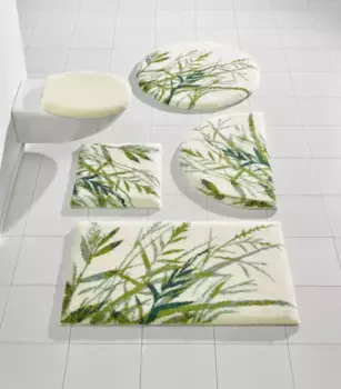 Базовый коврик для ванной Grund Прямоугольный коврик для туалета без выреза (45х50 см), Крышка крышки унитаза (47х50 см), бело-зеленый