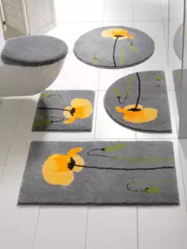 Базовый коврик для ванной Grund Прямоугольный коврик для туалета с вырезом (45х50 см), Крышка крышки унитаза (47х50 см), серо-желтый