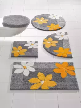 Базовый коврик для ванной Grund Прямоугольный коврик для туалета с вырезом (45х50 см), Крышка крышки унитаза (47х50 см), цвет gelb