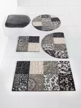 Базовый коврик для ванной Grund Прямоугольный коврик для туалета без выреза (45х50 см), Крышка крышки унитаза (47х50 см), серо-коричневый