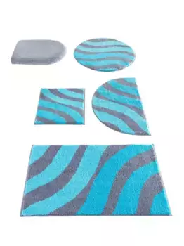 Базовый коврик для ванной Grund Прямоугольный коврик для туалета с вырезом (45х50 см), Крышка крышки унитаза (47х50 см), цвет trkis-anthrazit