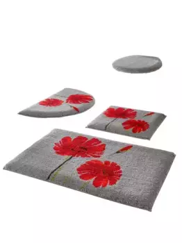 Базовый коврик для ванной Grund Шаблон унитаза с вырезом (50х50 см), серый/красный