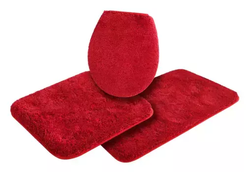 Базовый коврик для ванной "Мелос", высота 27 мм, нескользящее покрытие, подходит для пола с подогревом, крапчатый Grund 3 шт. Отдельностоящий туалетный гарнитур, красный