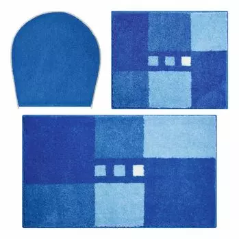 Базовый коврик для ванной Merkur - коврик для ванной премиум-класса, цвет: синий, размер: комплект из 3 крышек. 40х50+50х80 GRUND