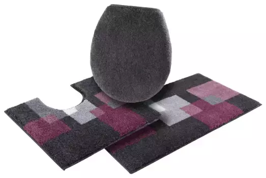 Базовый коврик для ванной "Paxos", высота 20 мм, с противоскользящим покрытием, прочный, подходит для полов с подогревом Grund 3 шт. Подвесной туалетный гарнитур, цвет stein/beere