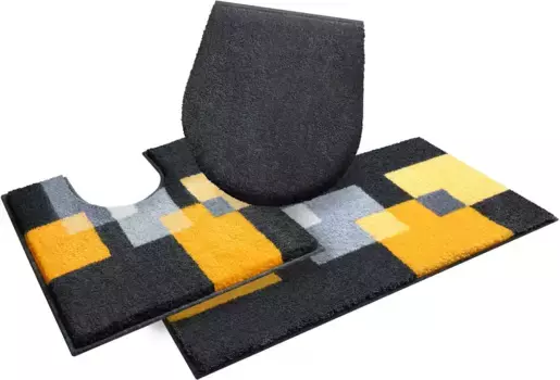 Базовый коврик для ванной "Paxos", высота 20 мм, с противоскользящим покрытием, прочный, подходит для полов с подогревом Grund 3 шт. Подвесной туалетный гарнитур, желто-серый