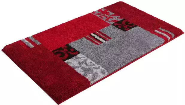 Базовый коврик для ванной "Прадо", высота 20 мм, нескользящее покрытие, подходит для пола с подогревом Grund прямоугольный (70х110 см), красный/серый