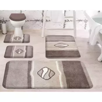 Базовый коврик для ванной «Жемчужина», высота 24 мм, нескользящее покрытие, подходит для пола с подогревом, особо плотный ворс, коврики для ванной с полосками Grund, серо-коричневый