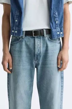Базовый кожаный ремень ZARA, черный