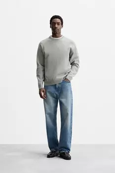 Базовый мягкий свитер ZARA, жемчужно-серый