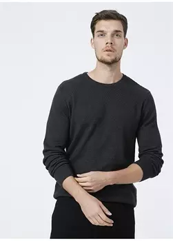 Базовый мужской свитер антрацитового меланжевого цвета с круглым вырезом Fabrika