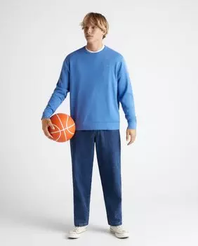 Базовый мужской свитер с круглым вырезом из меланжевых ниток Green Coast, темно-синий