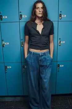 Базовый однотонный вязаный кардиган с коротким рукавом ZARA, средне-серый