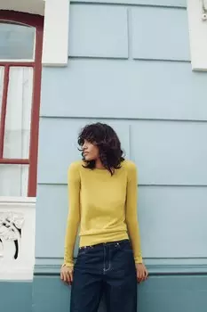 Базовый однотяжной вязки свитер ZARA, масло