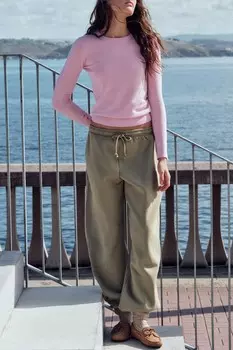 Базовый однотяжной вязки свитер ZARA, розовый