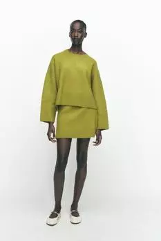 Базовый однотяжной вязки свитер ZARA, светло-зеленый
