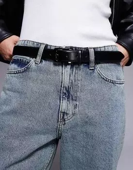 Базовый ремень из искусственной кожи черного цвета River Island