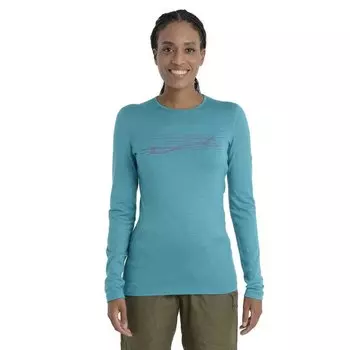 Базовый слой Icebreaker 200 Oasis Crewe Ski Stripes Merino, зеленый