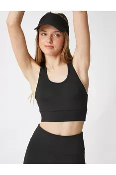 Базовый спортивный бюстгальтер с бретелькой на бретельках Slim Fit Koton, черный