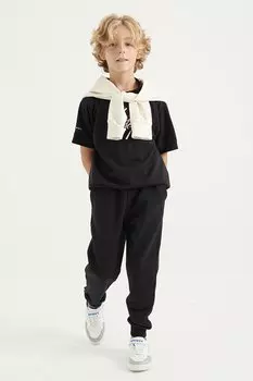 Базовый спортивный костюм для мальчиков темно-синего цвета со шнуровкой и манжетами TOMMYLIFE