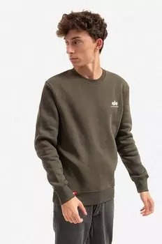 Базовый свитер Basic Sweater с маленьким логотипом Alpha Industries, зеленый
