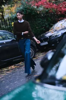 Базовый свитер из кашемира и шерсти ZARA, коричневый