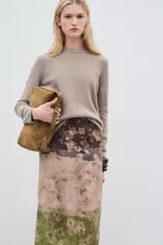 Базовый свитер из кашемира и шерсти ZARA, коричневый/серо-коричневый