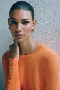 Базовый свитер однотонной вязки ZARA, цвет Burnt orange