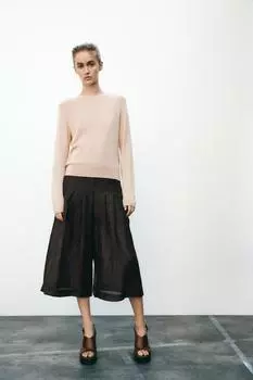 Базовый свитер однотонной вязки ZARA, цвет Vanilla