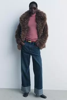 Базовый свитер тонкой вязки ZARA, бледно-розовый
