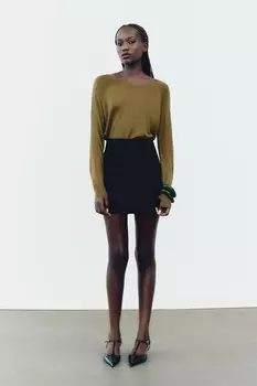 Базовый свитер тонкой вязки ZARA, хаки
