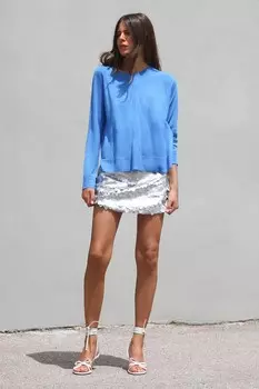 Базовый свитер тонкой вязки ZARA, синий