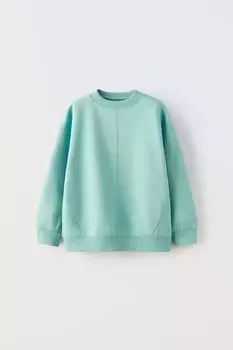 Базовый свитшот из плюша ZARA, средне-бирюзовый