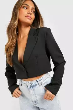 Базовый тканый укороченный блейзер свободного кроя boohoo, черный