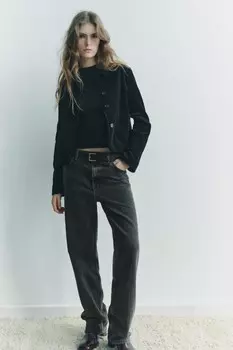 Базовый топ из тонкого трикотажа ZARA, черный