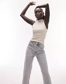 Базовый топ премиум-класса с высоким воротником цвета экрю Topshop