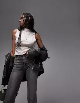 Базовый топ премиум-класса с высоким воротником цвета экрю Topshop Tall