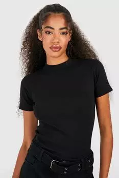 Базовый топ с коротким рукавом и воронковым вырезом Boohoo, черный