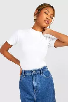 Базовый топ с коротким рукавом и воронковым вырезом Boohoo, белый
