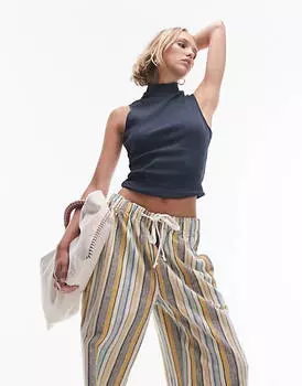 Базовый топ с высоким воротником премиум-класса Topshop Petite