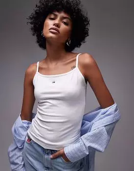 Базовый топ Tommy Jeans на бретелях белого цвета
