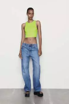 Базовый топ в рубчик Zara, лайм