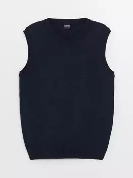 Базовый трикотажный свитер для мальчиков с V-образным вырезом LCW Kids