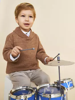 Базовый трикотажный свитер для маленьких мальчиков с шалевым воротником и длинными рукавами LCW baby