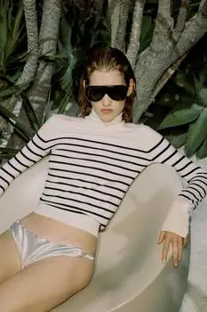 Базовый трикотажный свитер с высоким воротом ZARA, в полоску