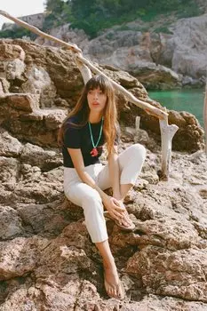 Базовый трикотажный топ с короткими рукавами ZARA, темно-синий