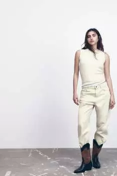 Базовый трикотажный жилет ZARA, экру