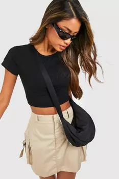 Базовый укороченный топ с короткими рукавами Boohoo, черный