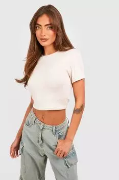 Базовый укороченный топ с короткими рукавами и круглым вырезом Boohoo, серый